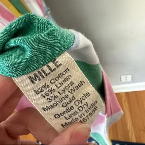 Mille Marilyn Belted Sleeveless Cotton Midi Dress in Pastel NEW Small - Picture 6 of 7